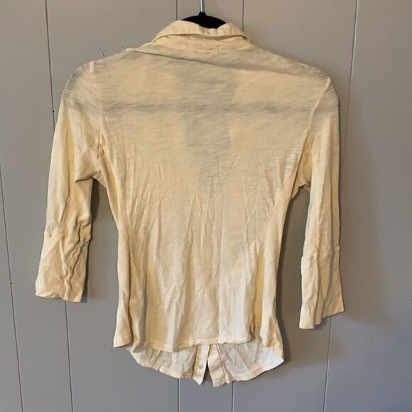 James Perse Cream Knit Buttondown Size 1 - Picture 3 of 6